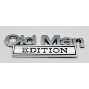 Old Man Edition Emblem 3D Metal Badge Logo For Universal Black Silver